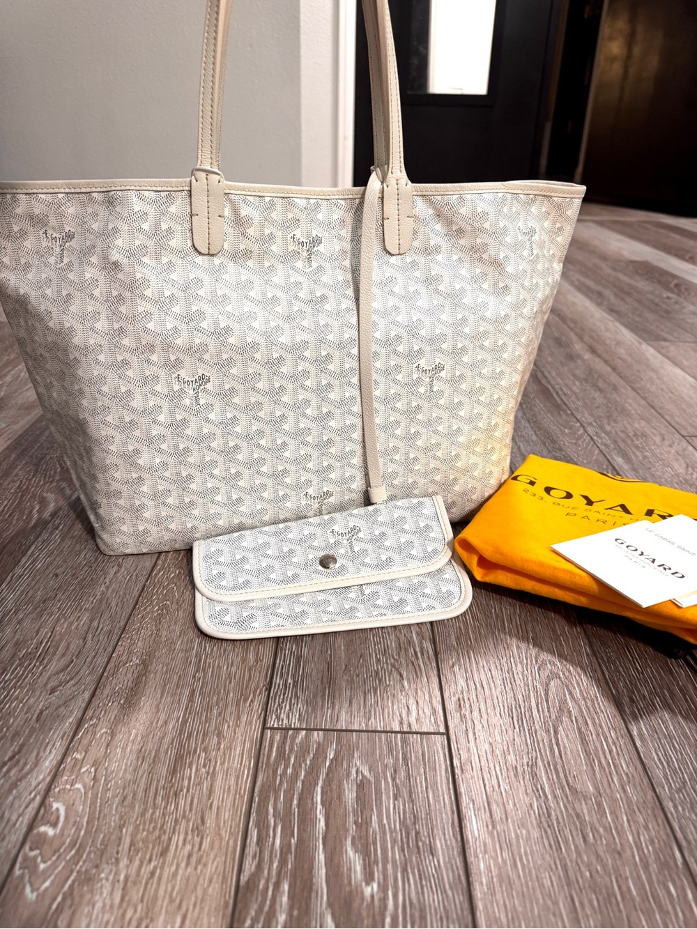 Goyard Saint Louis Tote in White with Matching Pouch